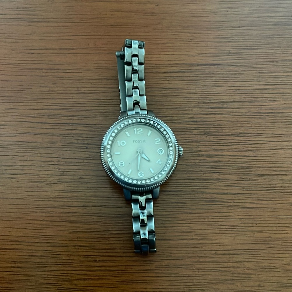 Silver Fossil Watch